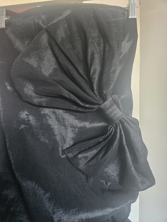 Daisy Strapless Black Taffeta Cocktail Dress with Side Bow Size S - Picture 6 of 8